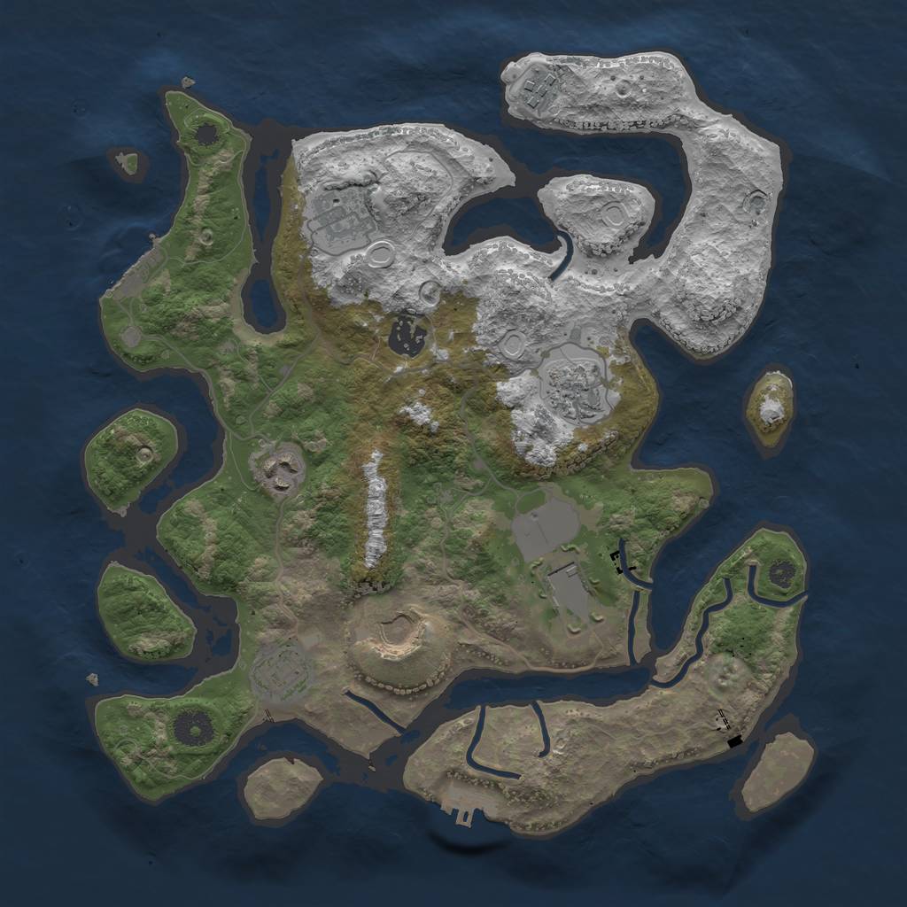 Rust Map: Procedural Map, Size: 3556, Seed: 13825, 12 Monuments