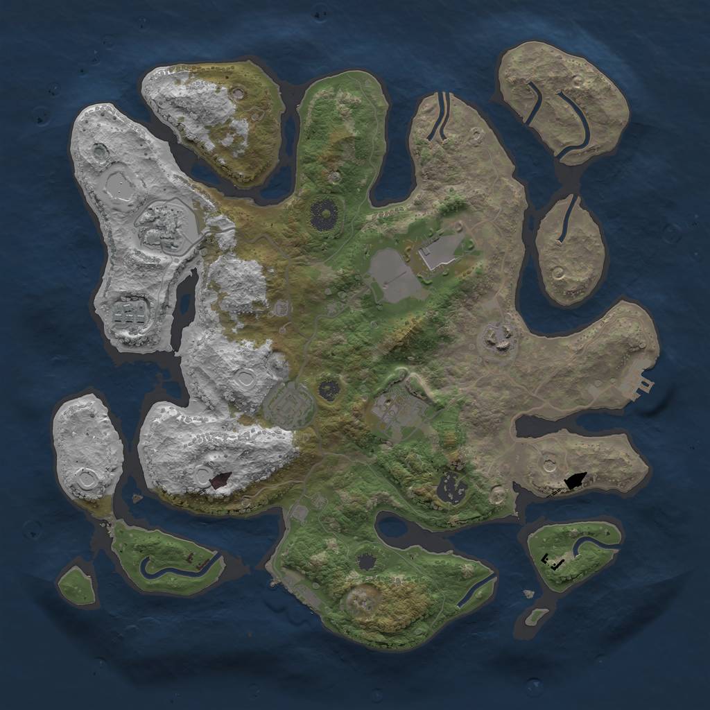 Rust Map: Procedural Map, Size: 3500, Seed: 8272858, 12 Monuments