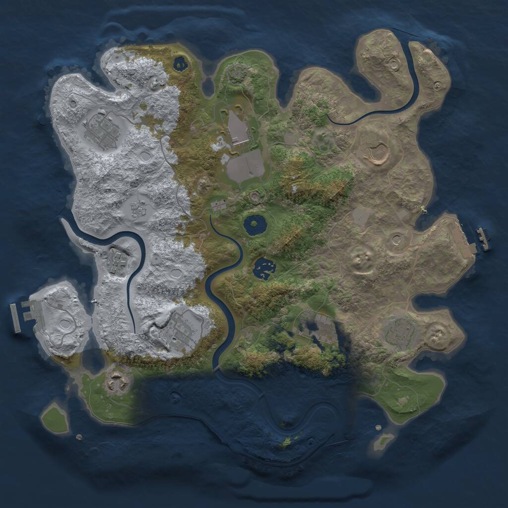 Rust Map: Procedural Map, Size: 3500, Seed: 8272858, 15 Monuments
