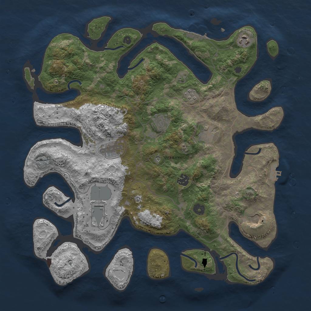 Rust Map: Procedural Map, Size: 4000, Seed: 1371570481, 13 Monuments