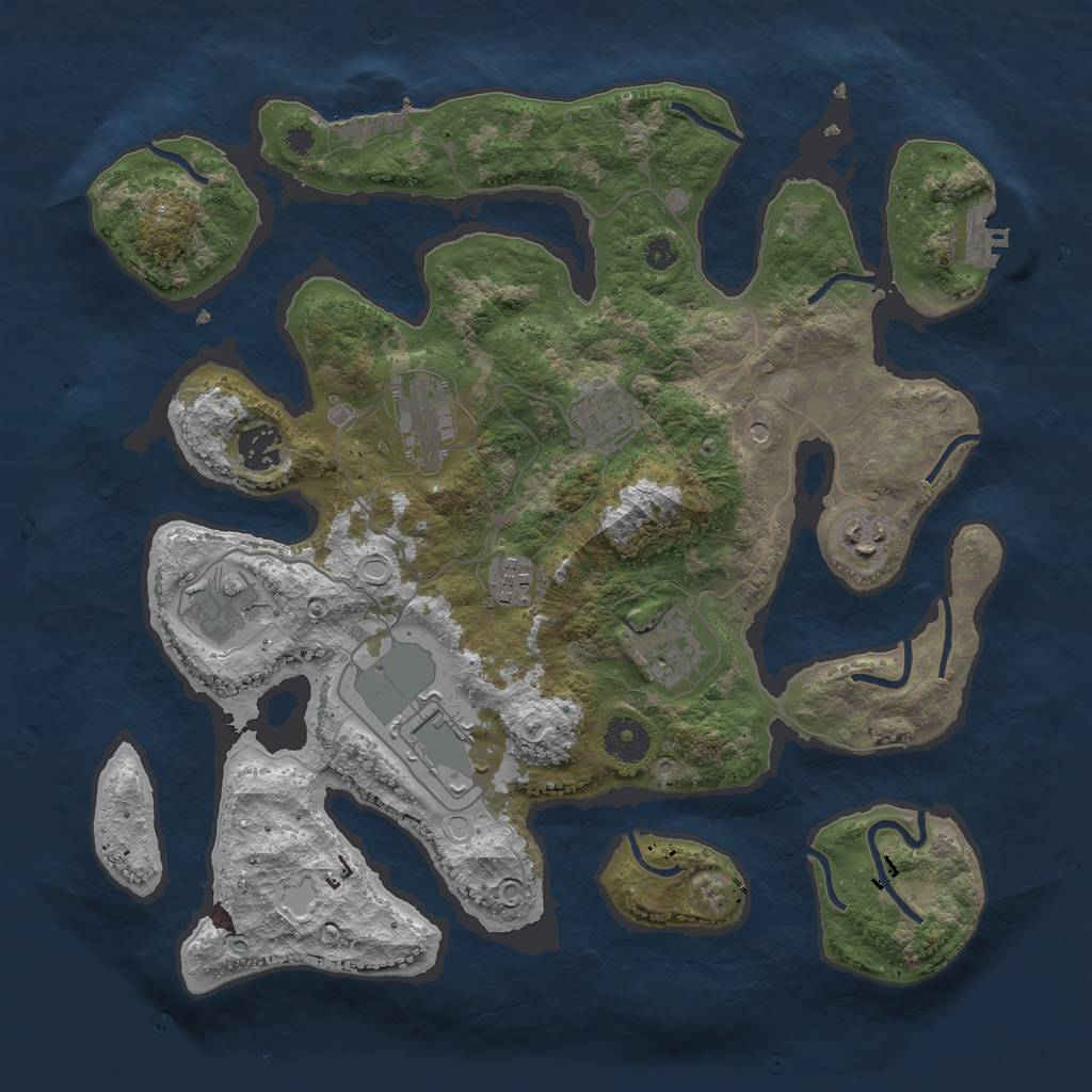 Rust Map: Procedural Map, Size: 3600, Seed: 257635486, 13 Monuments