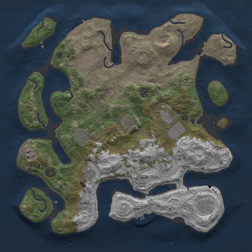 Rust Map: Procedural Map, Size: 3800, Seed: 1122778503, 16 Monuments