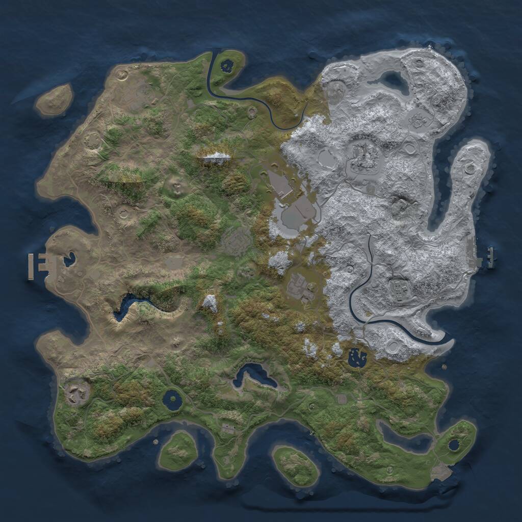 Rust Map: Procedural Map, Size: 4000, Seed: 62485, 14 Monuments