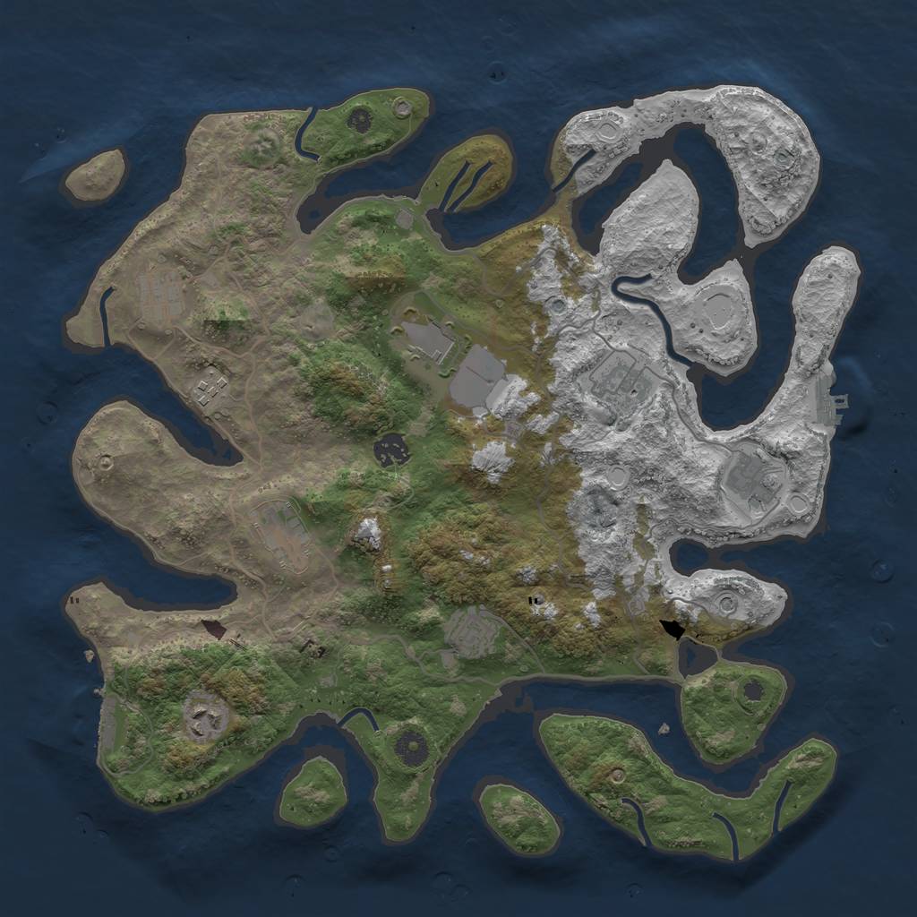 Rust Map: Procedural Map, Size: 4000, Seed: 62485, 14 Monuments