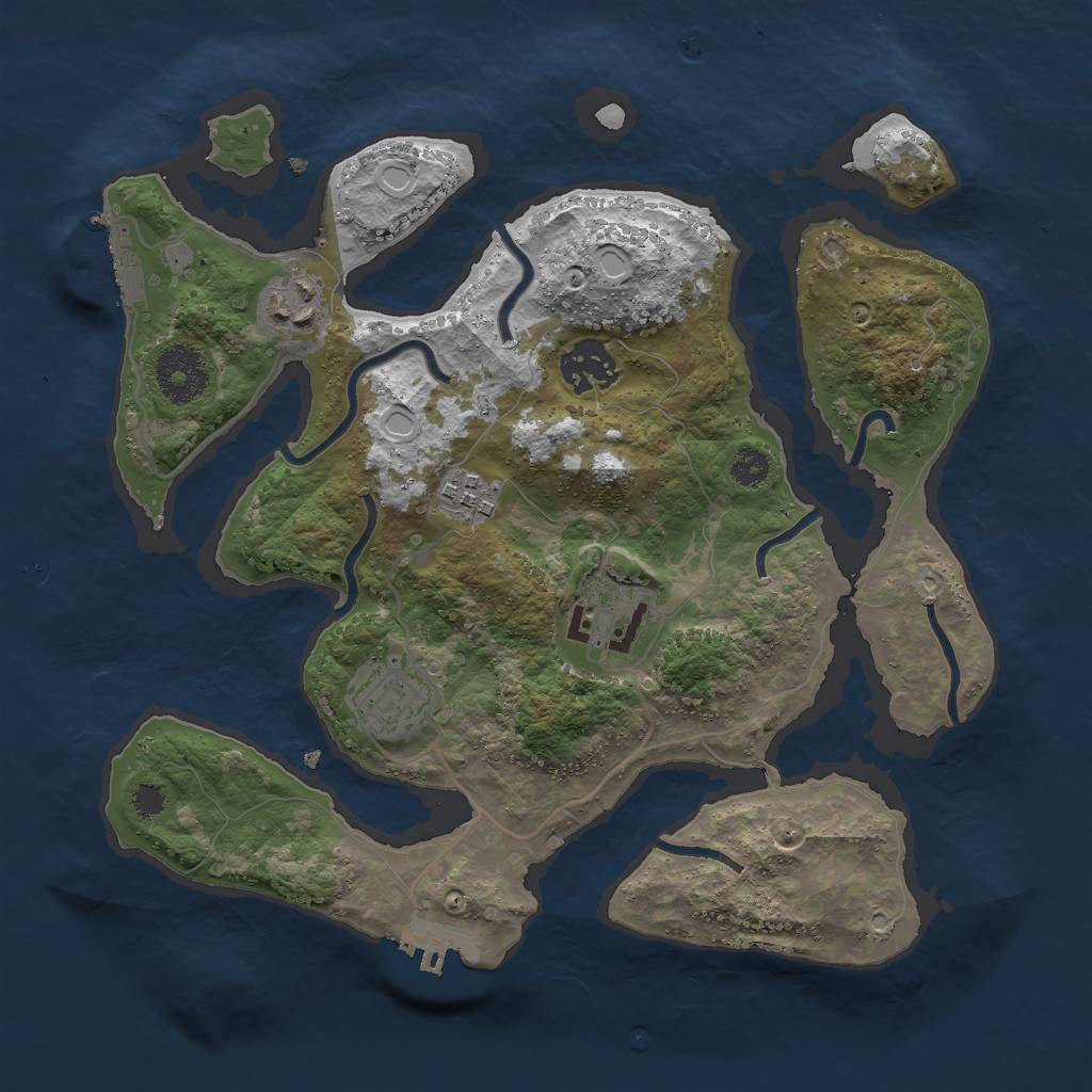 Rust Map: Procedural Map, Size: 3000, Seed: 858526343, 9 Monuments