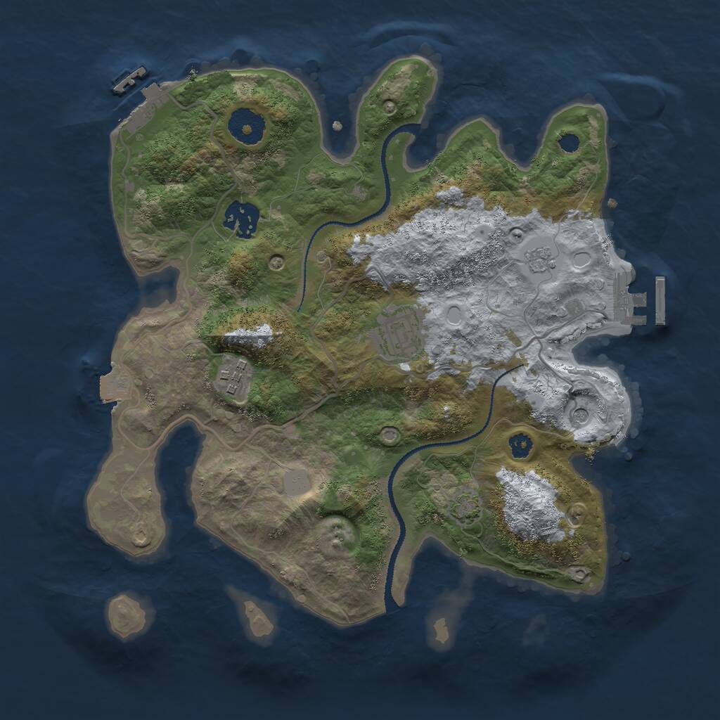 Rust Map: Procedural Map, Size: 3000, Seed: 156935525, 9 Monuments