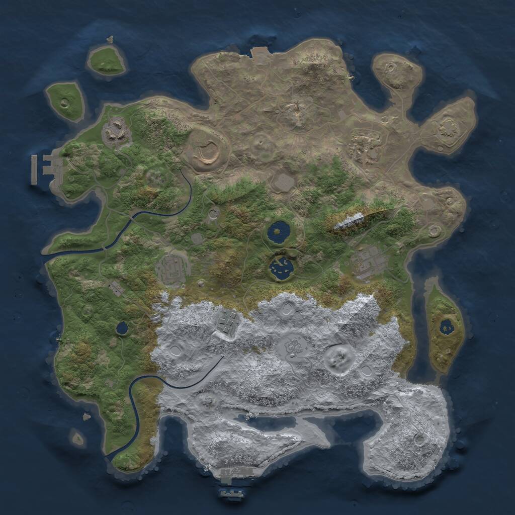 Rust Map: Procedural Map, Size: 3500, Seed: 404038, 13 Monuments