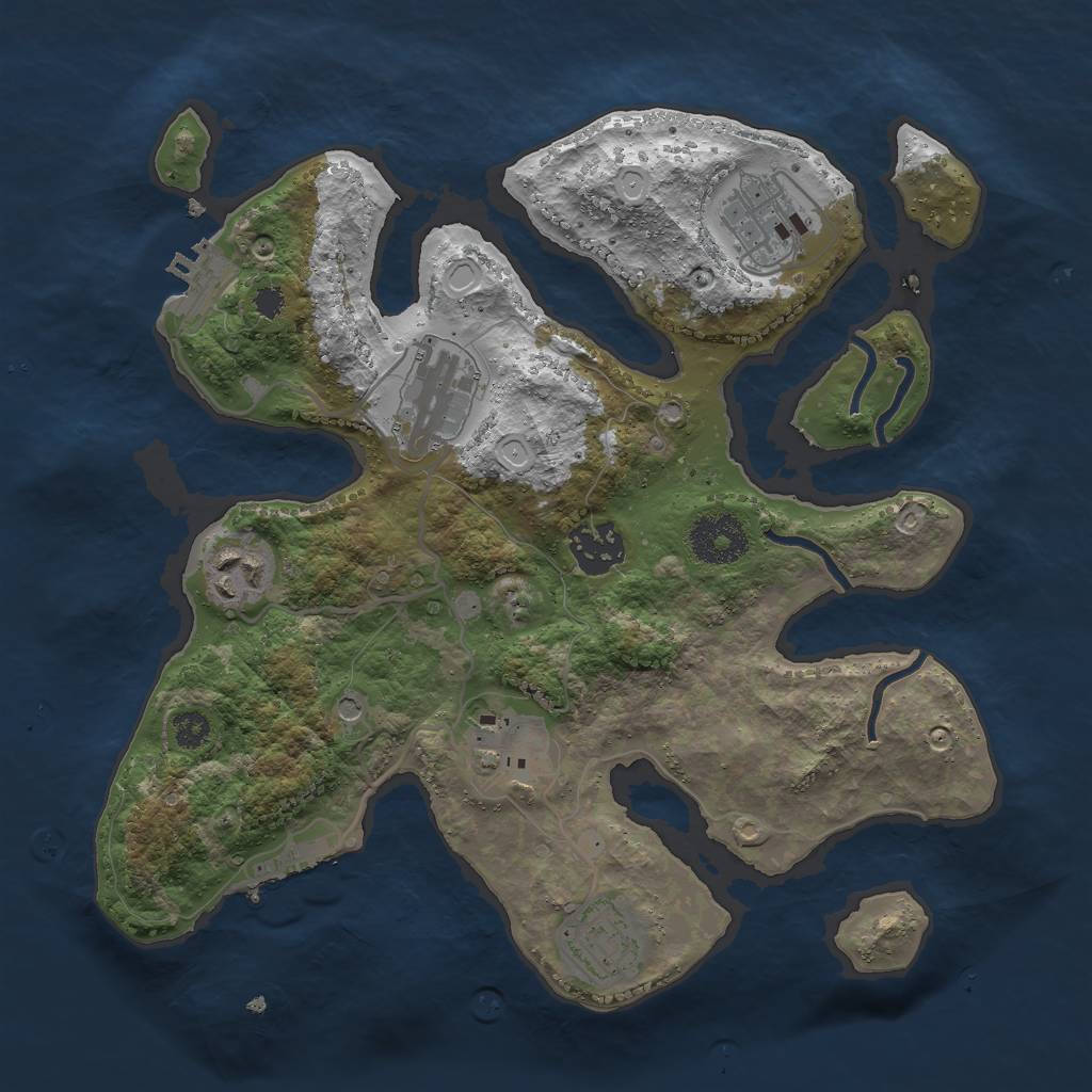 Rust Map: Procedural Map, Size: 3000, Seed: 1085067768, 11 Monuments