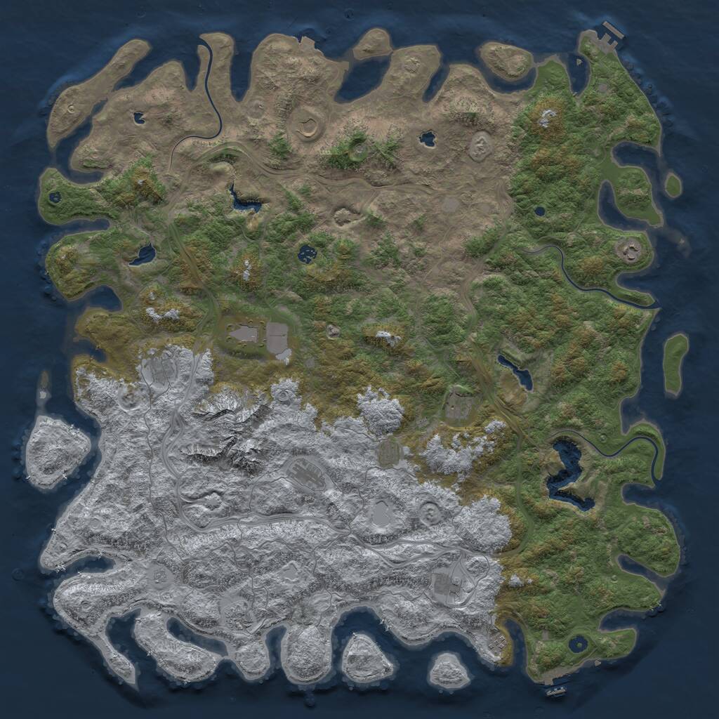 Rust Map: Procedural Map, Size: 6000, Seed: 34421340, 17 Monuments