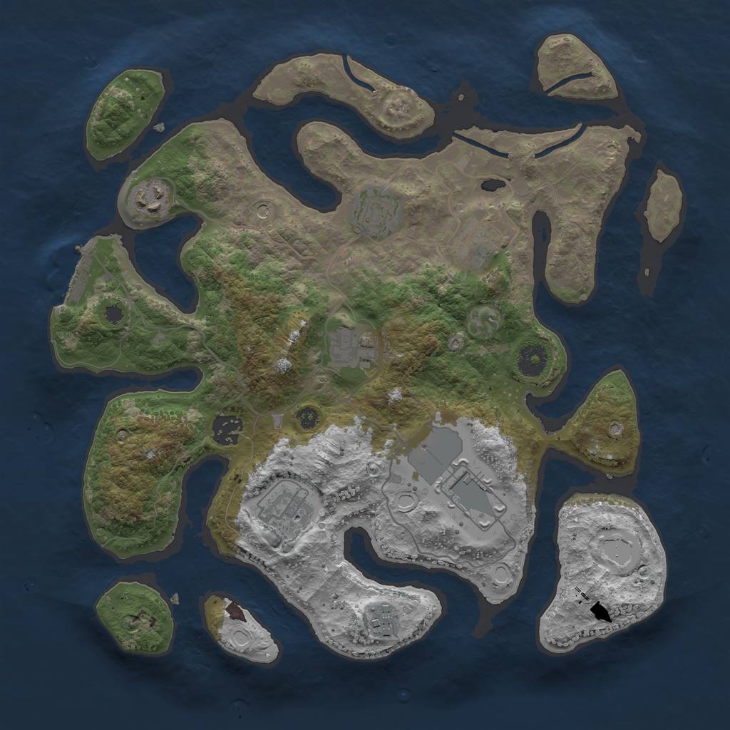 Rust Map: Procedural Map, Size: 3500, Seed: 65134763, 12 Monuments