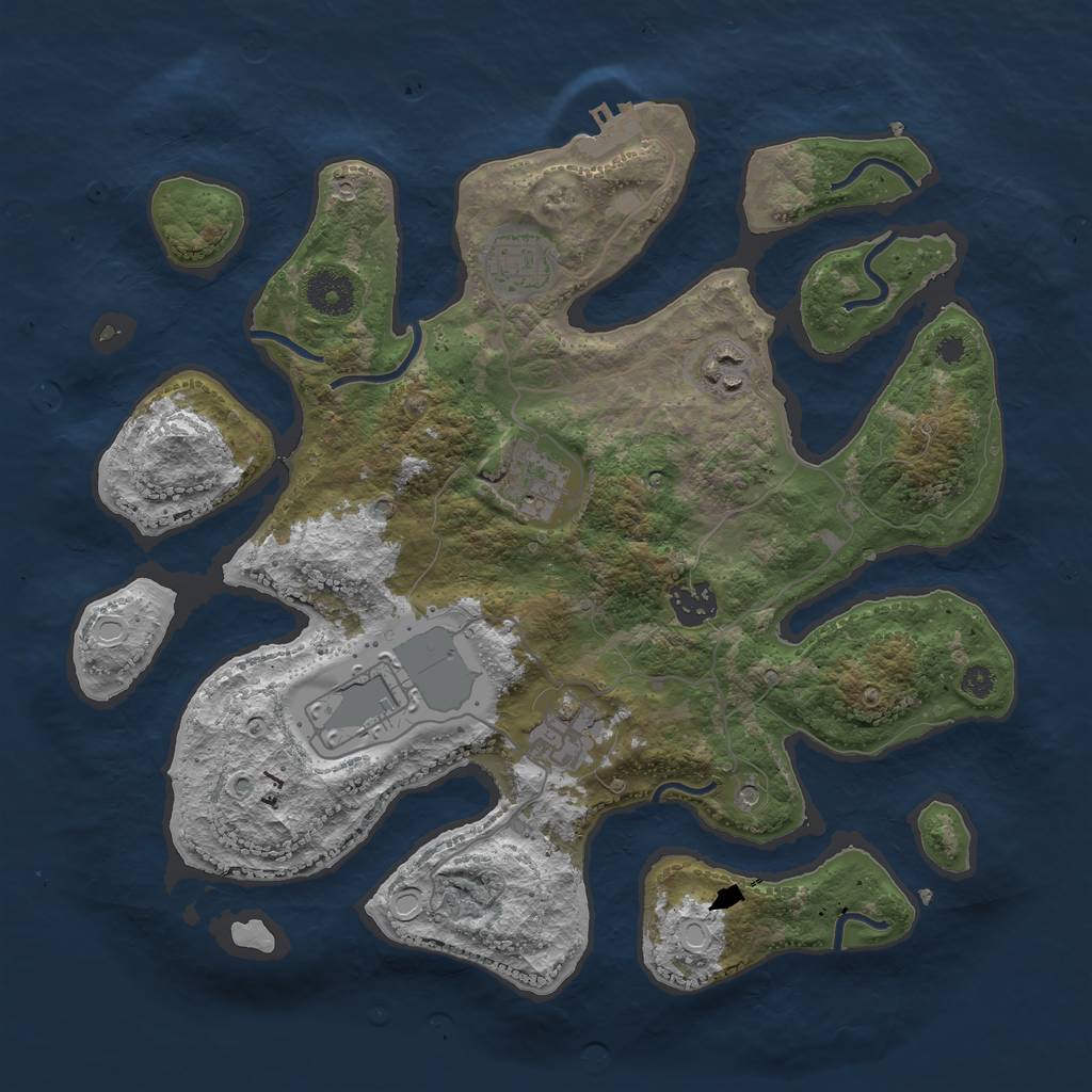 Rust Map: Procedural Map, Size: 3500, Seed: 59023546, 10 Monuments