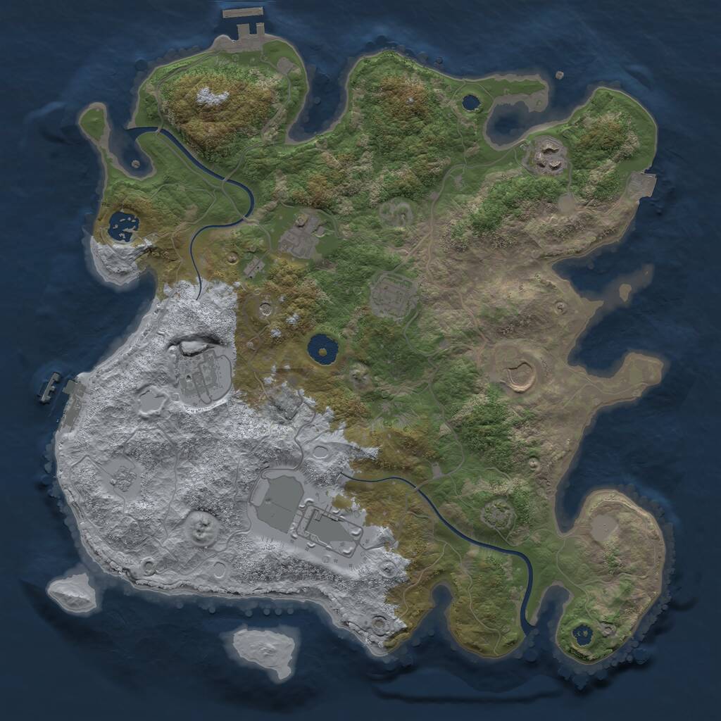 Rust Map: Procedural Map, Size: 3600, Seed: 9436673, 13 Monuments