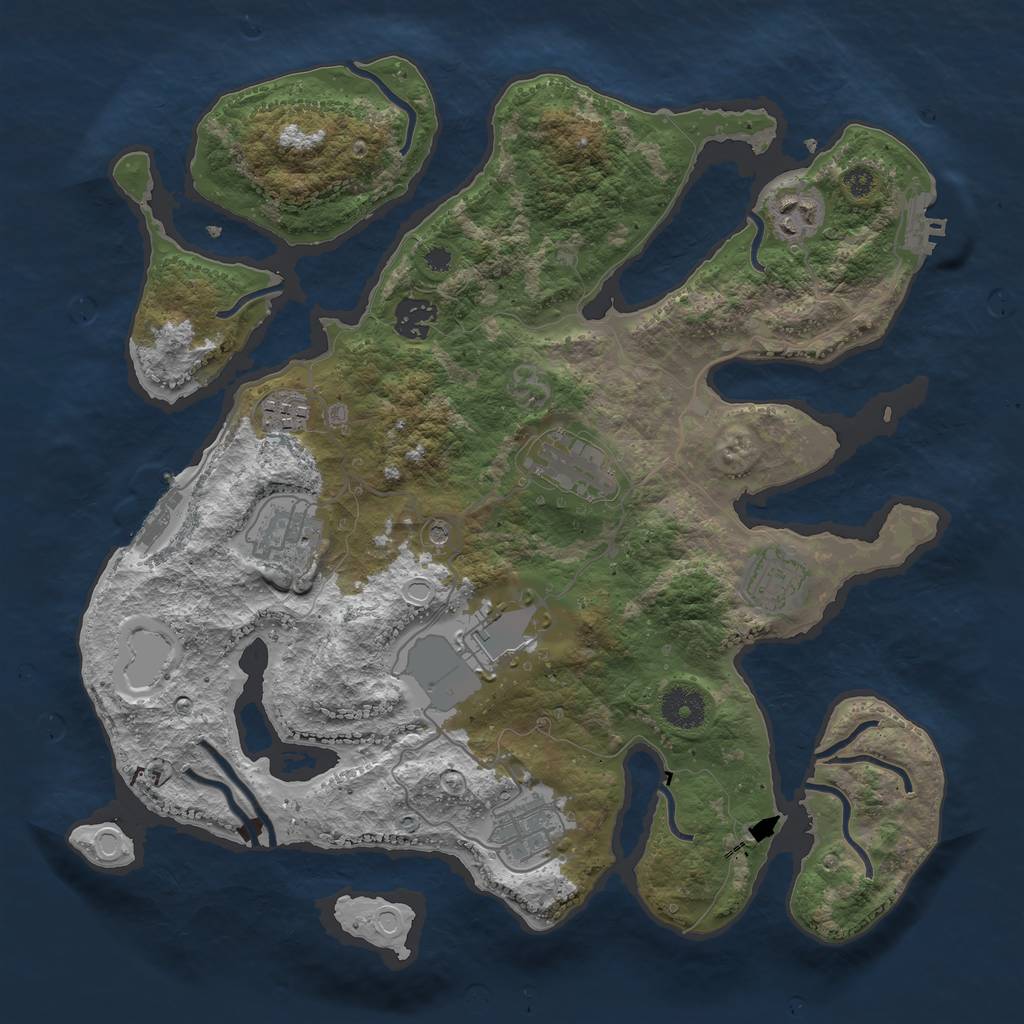 Rust Map: Procedural Map, Size: 3600, Seed: 9436673, 13 Monuments