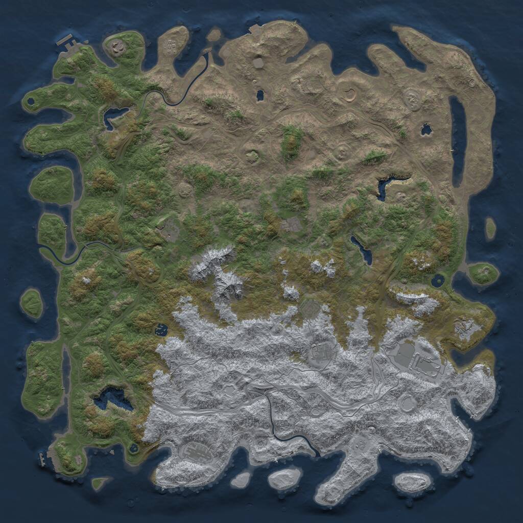 Rust Map: Procedural Map, Size: 6000, Seed: 25959450, 17 Monuments