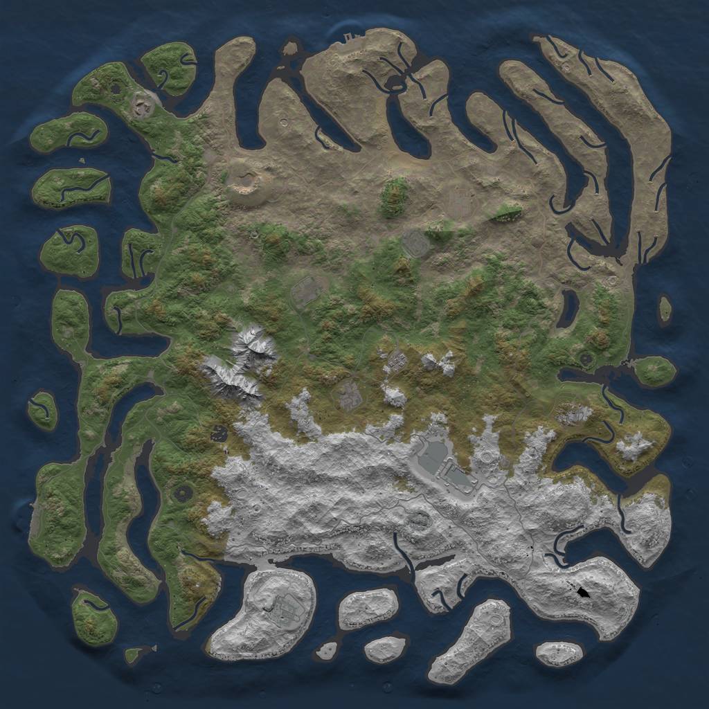 Rust Map: Procedural Map, Size: 6000, Seed: 25959450, 16 Monuments