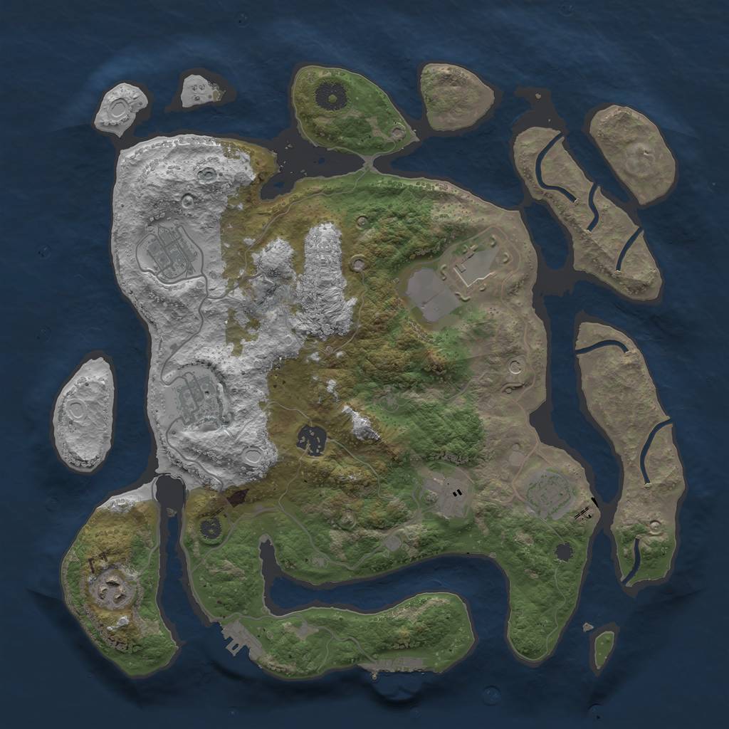 Rust Map: Procedural Map, Size: 3600, Seed: 772, 12 Monuments