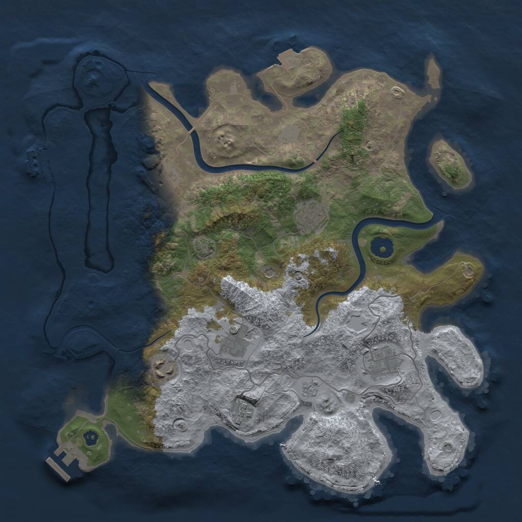 Rust Map: Procedural Map, Size: 3500, Seed: 1068904053, 12 Monuments