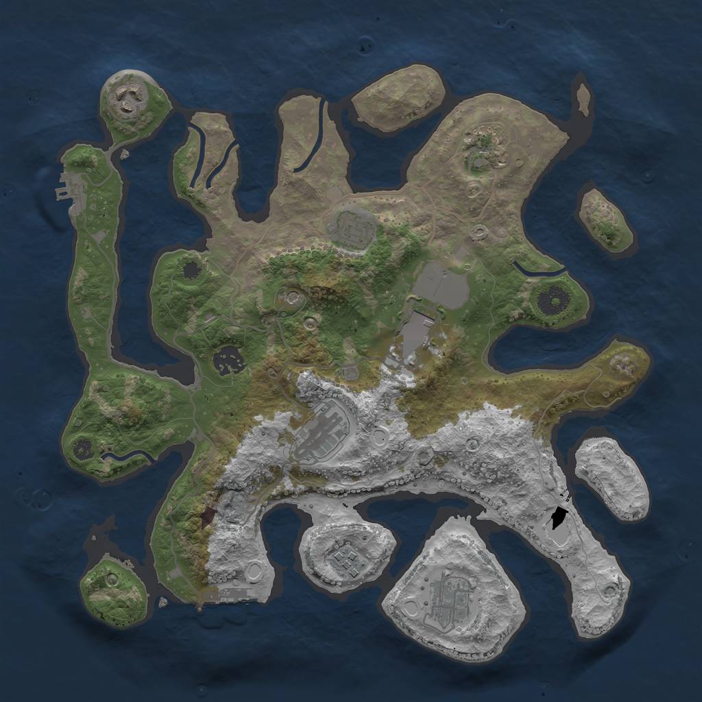 Rust Map: Procedural Map, Size: 3500, Seed: 1068904053, 13 Monuments