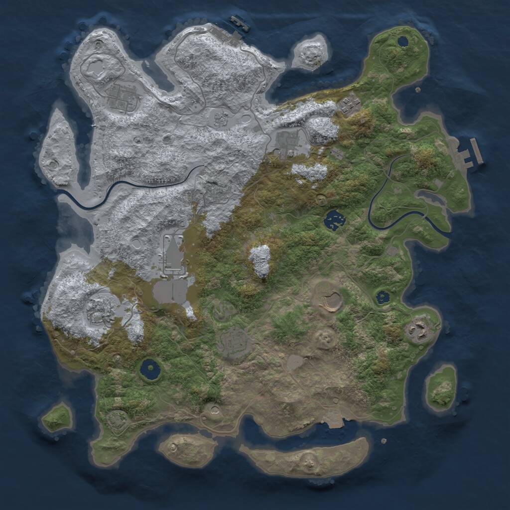 Rust Map: Procedural Map, Size: 3850, Seed: 1010112009, 15 Monuments
