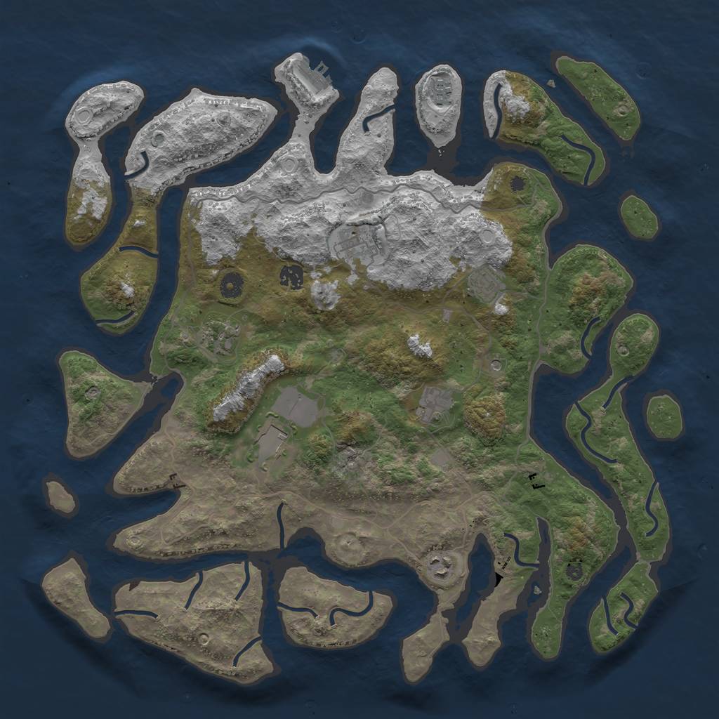 Rust Map: Procedural Map, Size: 4300, Seed: 4852136, 12 Monuments