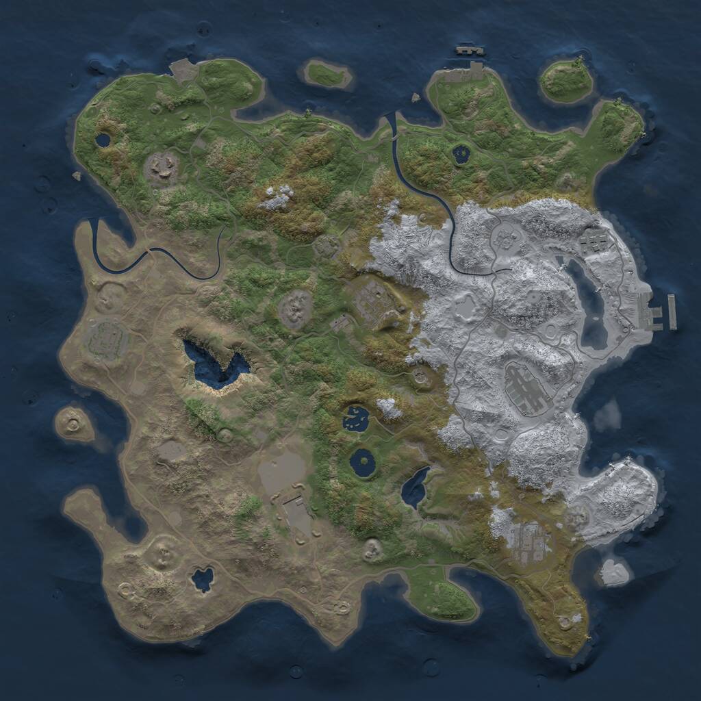 Rust Map: Procedural Map, Size: 4000, Seed: 7293637, 14 Monuments