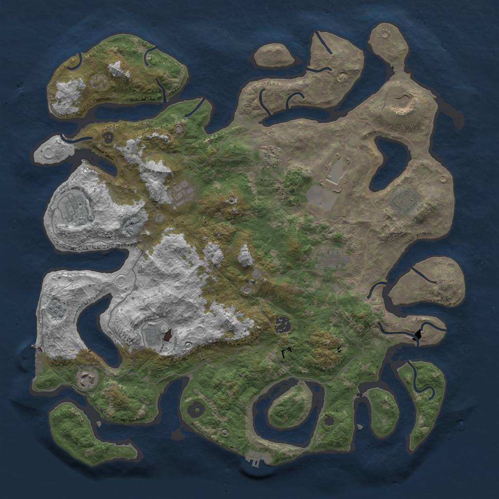 Rust Map: Procedural Map, Size: 4500, Seed: 1112542549, 16 Monuments