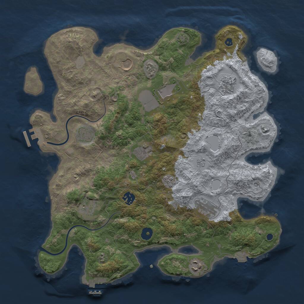 Rust Map: Procedural Map, Size: 3800, Seed: 45926709, 16 Monuments