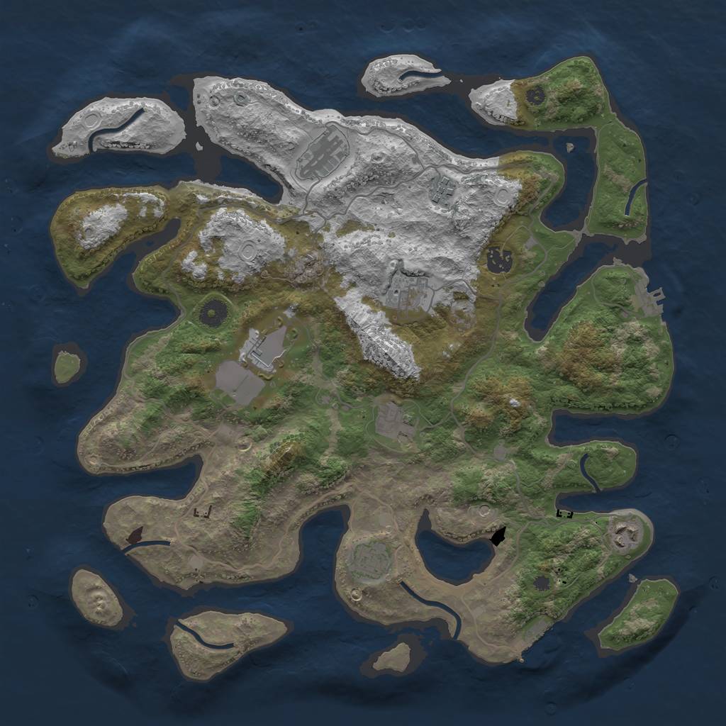 Rust Map: Procedural Map, Size: 4000, Seed: 654862652, 13 Monuments