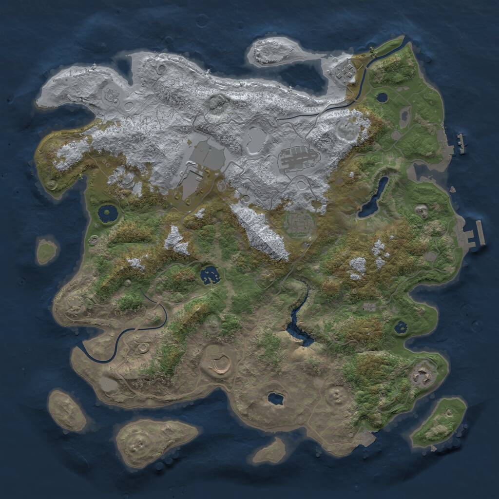 Rust Map: Procedural Map, Size: 4000, Seed: 654862652, 14 Monuments
