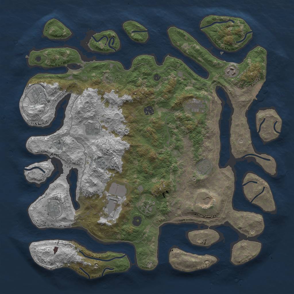 Rust Map: Procedural Map, Size: 4500, Seed: 511650392, 15 Monuments