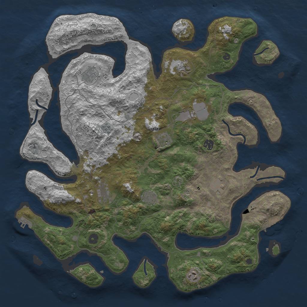 Rust Map: Procedural Map, Size: 4500, Seed: 697699990, 15 Monuments