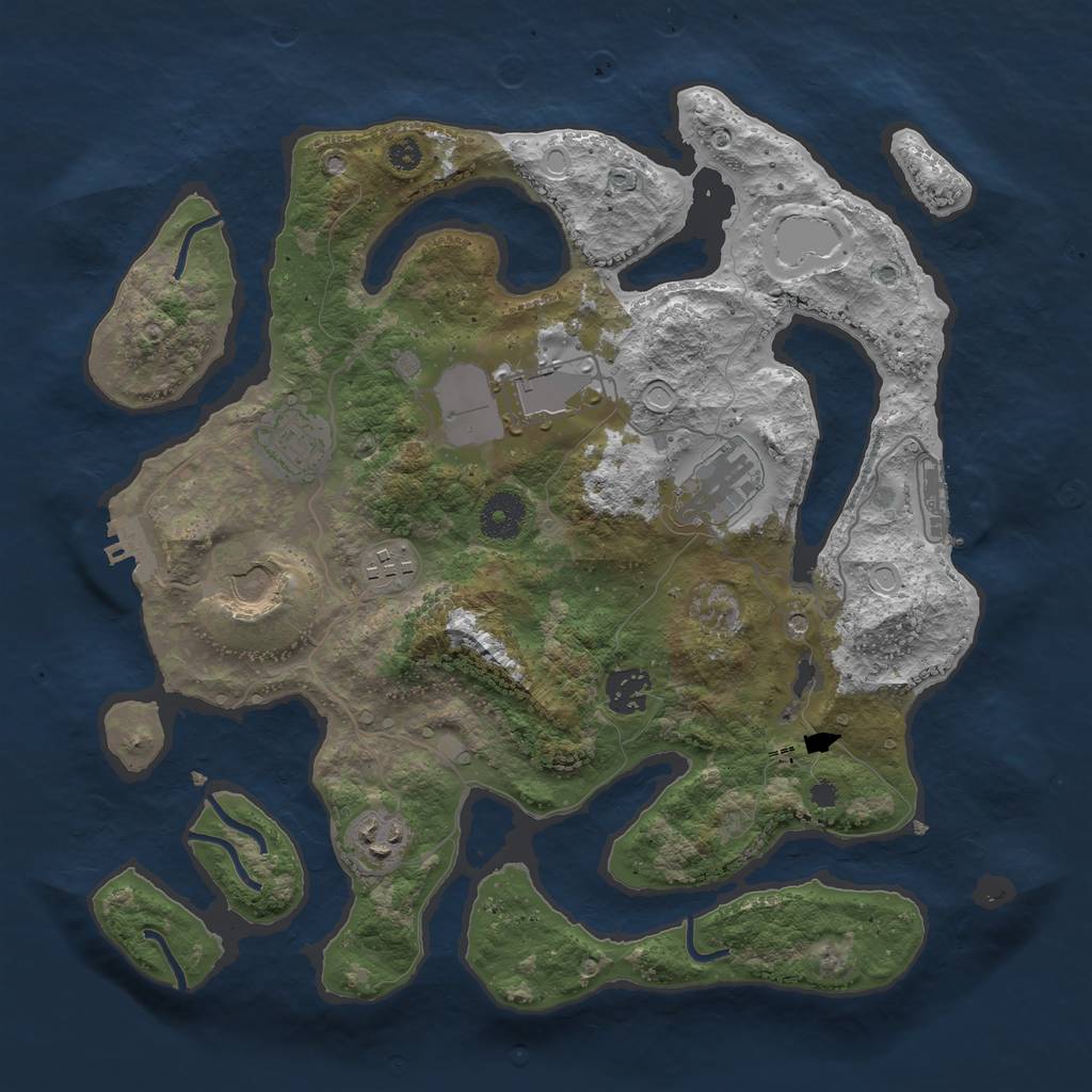 Rust Map: Procedural Map, Size: 3500, Seed: 552584, 12 Monuments