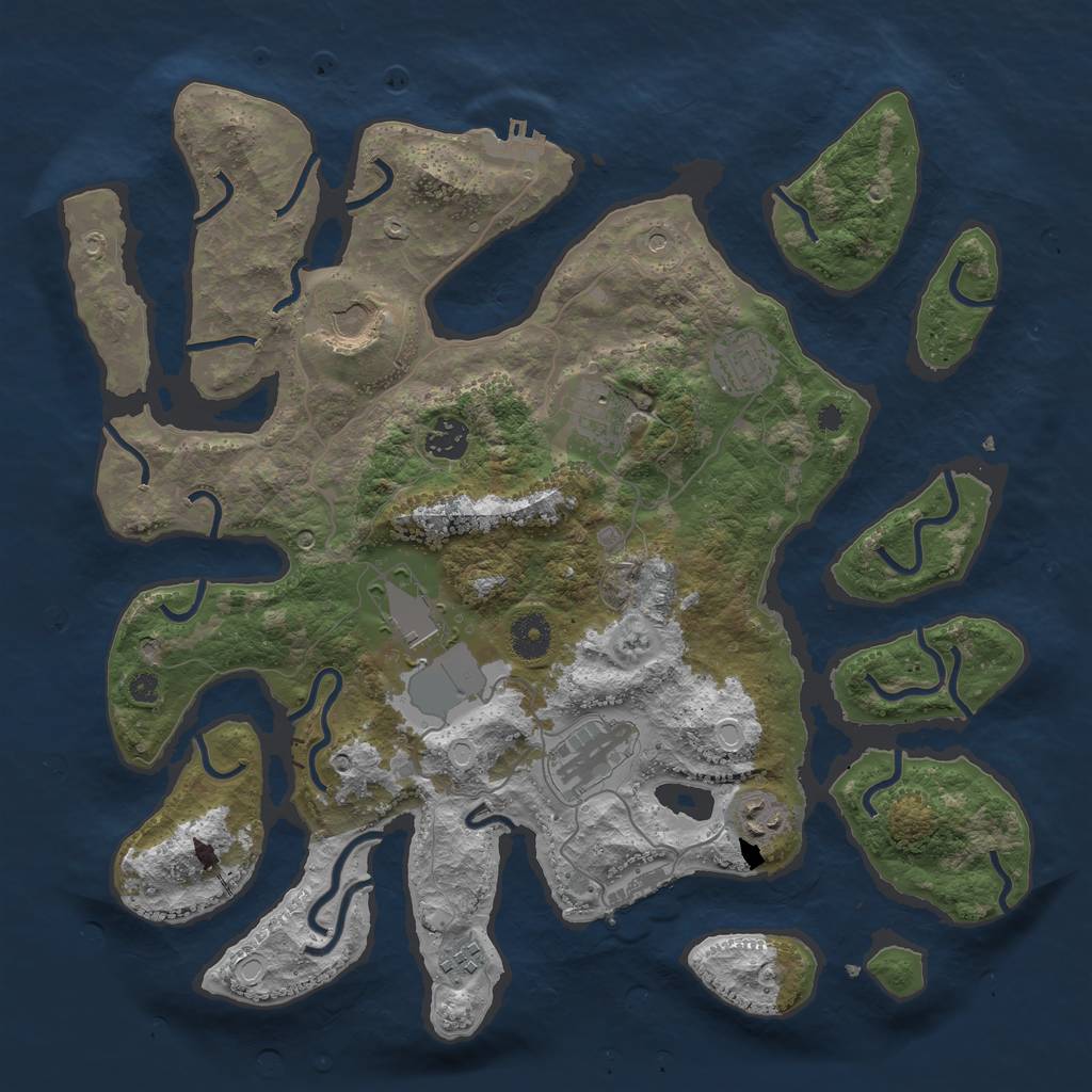 Rust Map: Procedural Map, Size: 3800, Seed: 2000000, 13 Monuments