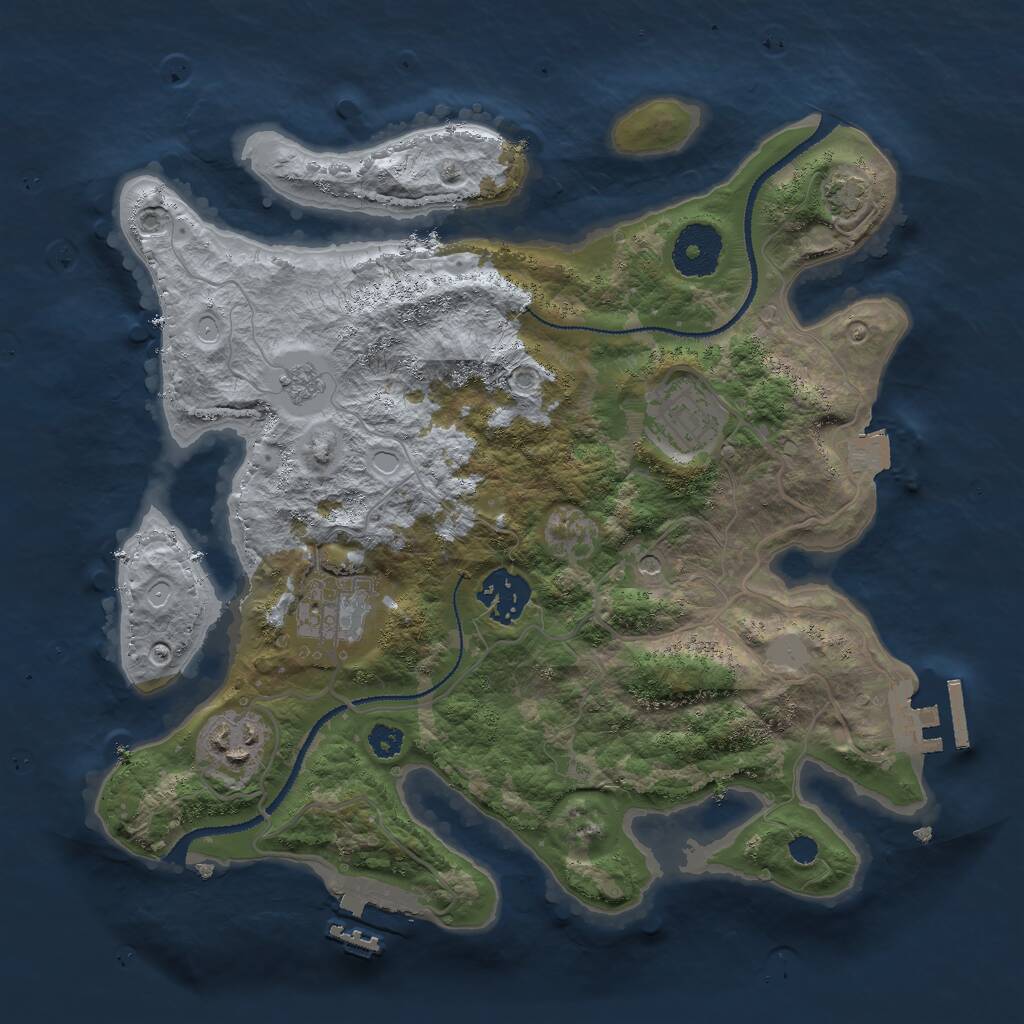 Rust Map: Procedural Map, Size: 3000, Seed: 3976, 10 Monuments