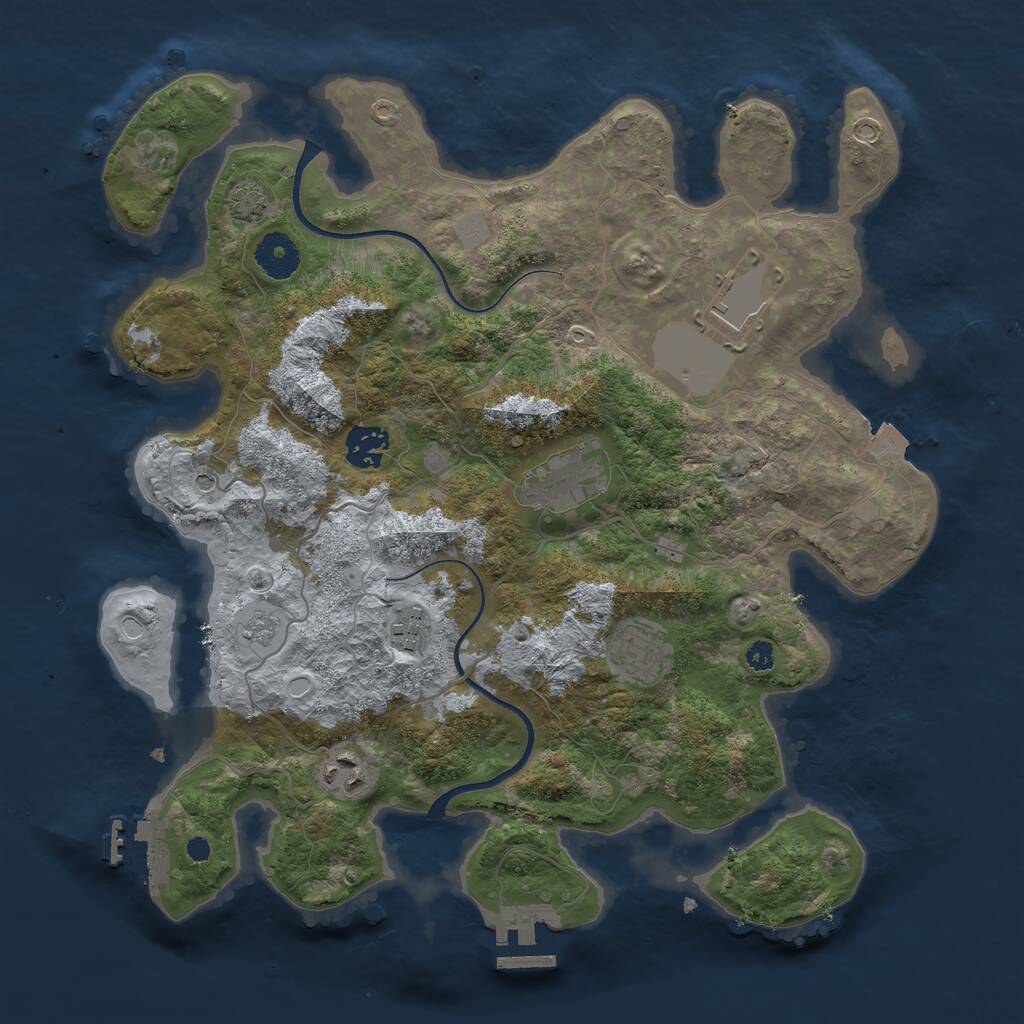 Rust Map: Procedural Map, Size: 3500, Seed: 43763, 12 Monuments