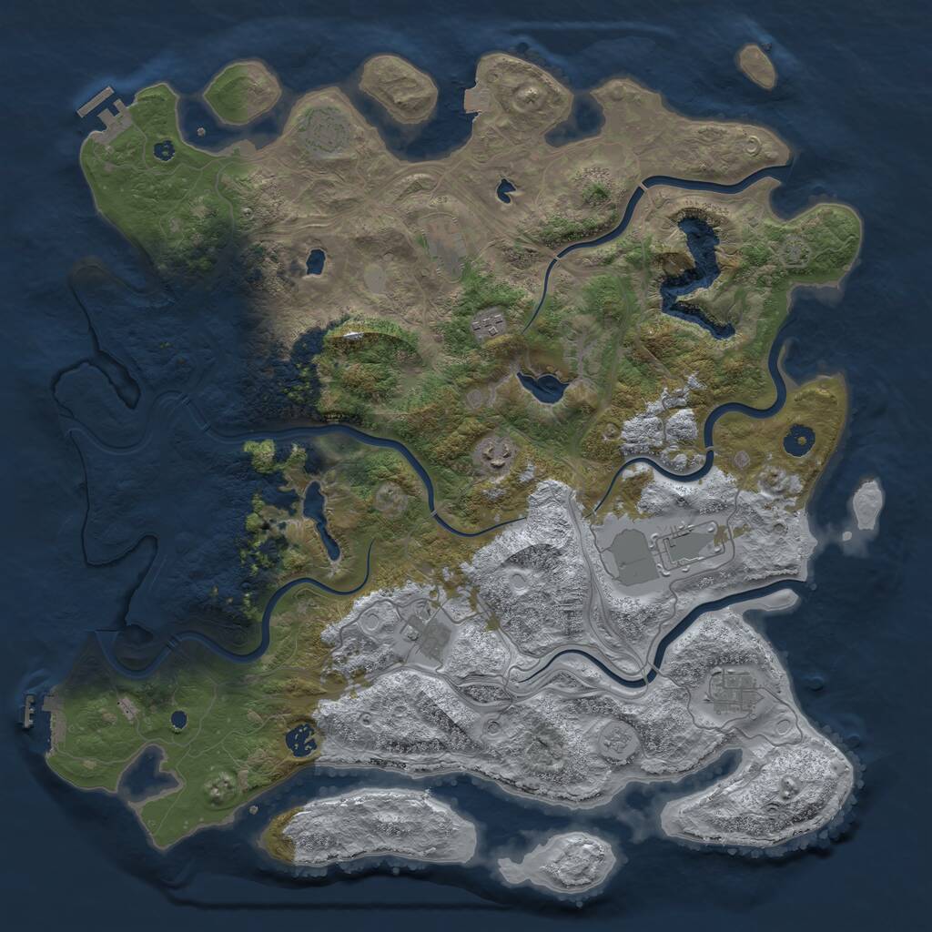 Rust Map: Procedural Map, Size: 4500, Seed: 88628252, 14 Monuments