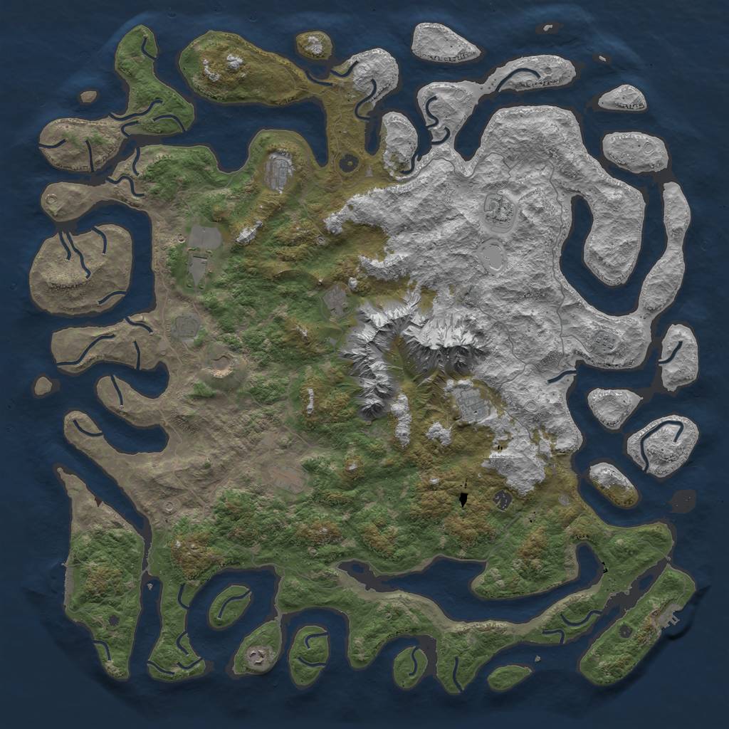 Rust Map: Procedural Map, Size: 6000, Seed: 4164, 16 Monuments