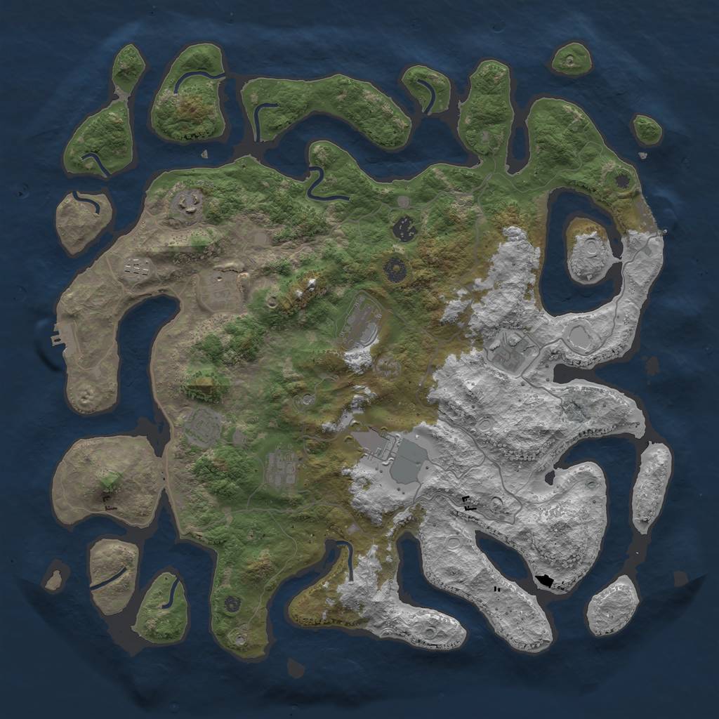 Rust Map: Procedural Map, Size: 4500, Seed: 106088530, 14 Monuments