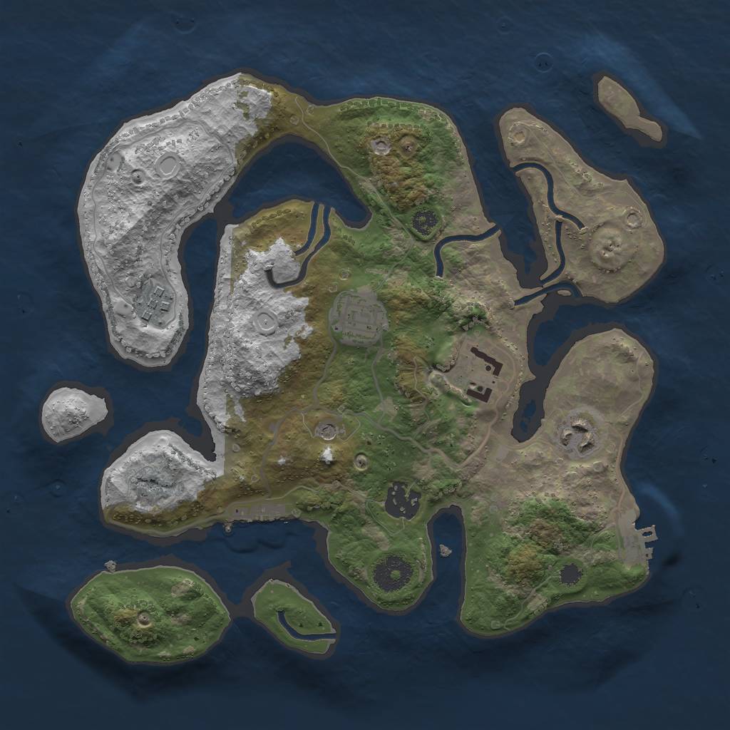 Rust Map: Procedural Map, Size: 3000, Seed: 1754732220, 10 Monuments