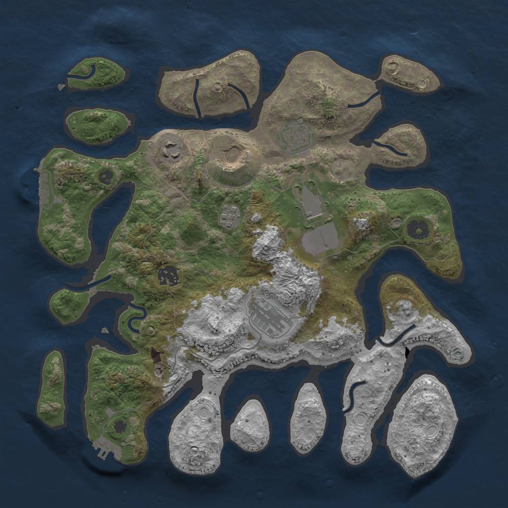 Rust Map: Procedural Map, Size: 3600, Seed: 1315, 12 Monuments