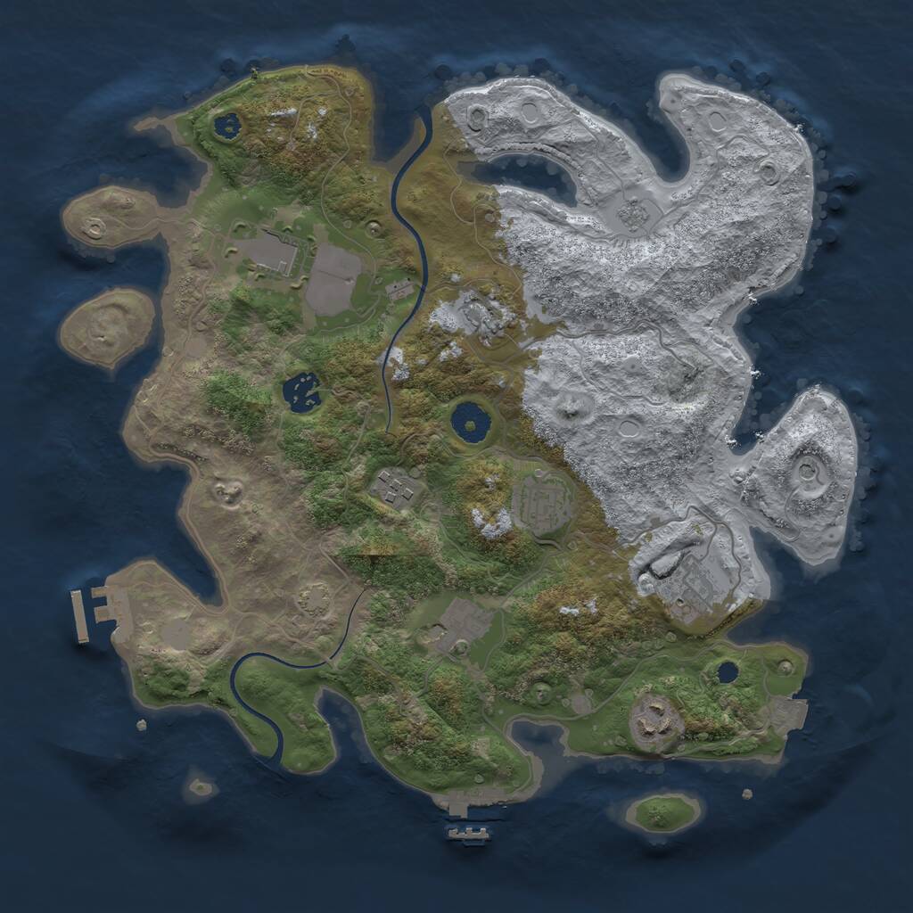 Rust Map: Procedural Map, Size: 3500, Seed: 1505357375, 14 Monuments