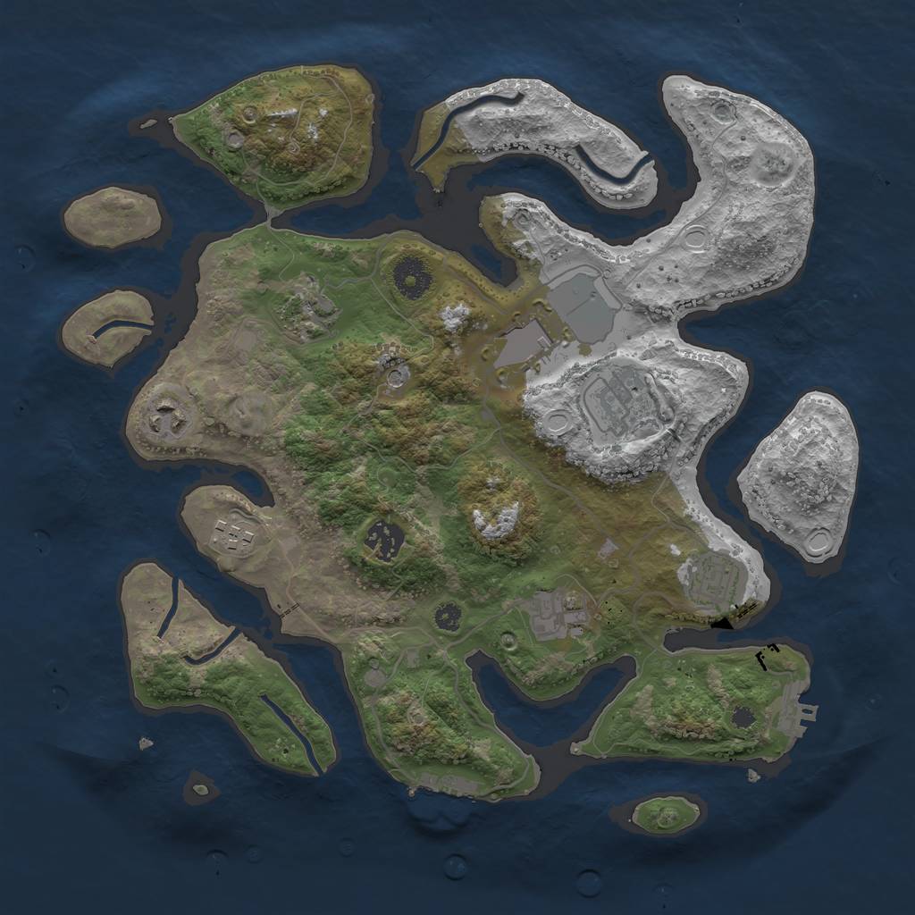 Rust Map: Procedural Map, Size: 3500, Seed: 1505357375, 13 Monuments