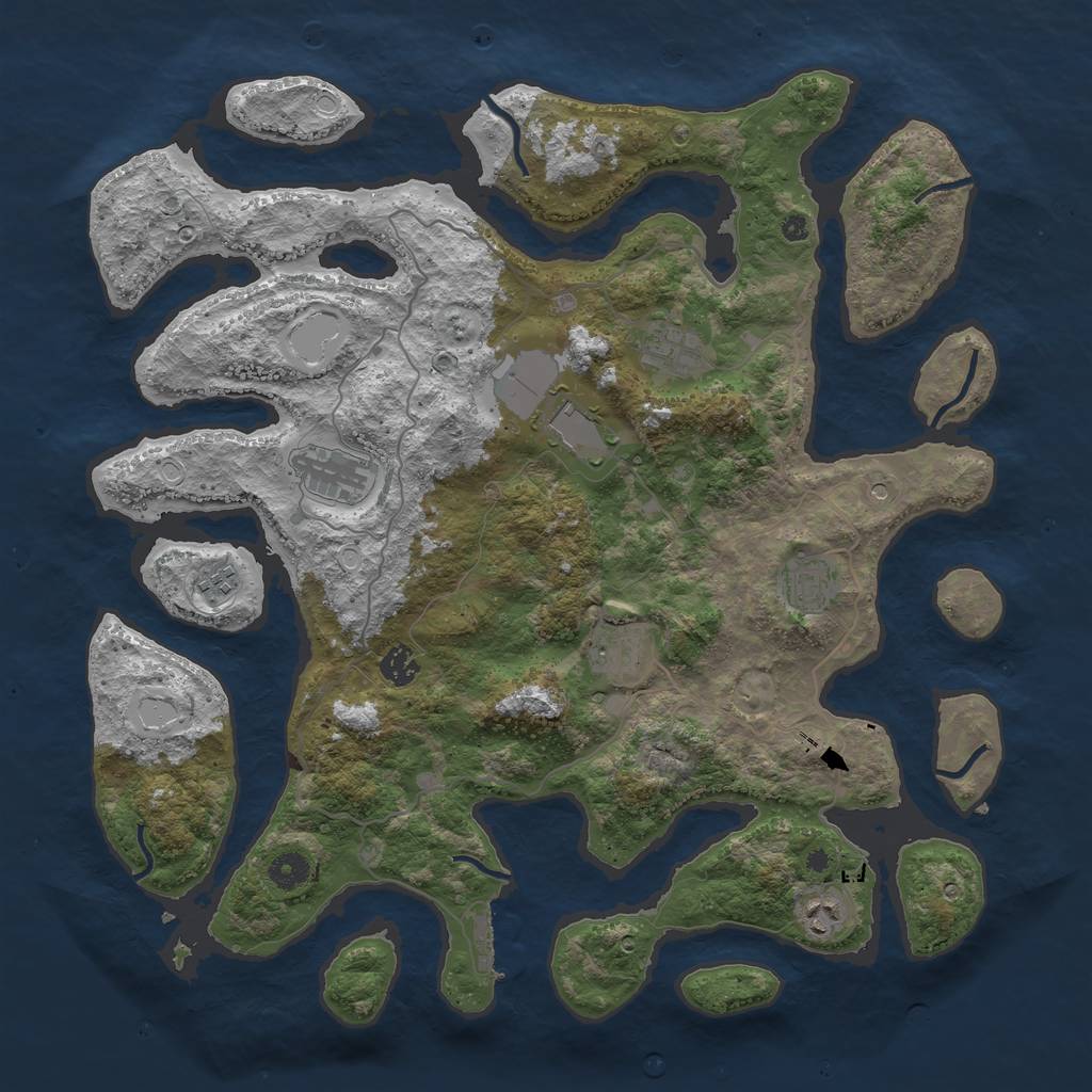 Rust Map: Procedural Map, Size: 4250, Seed: 309526597, 12 Monuments