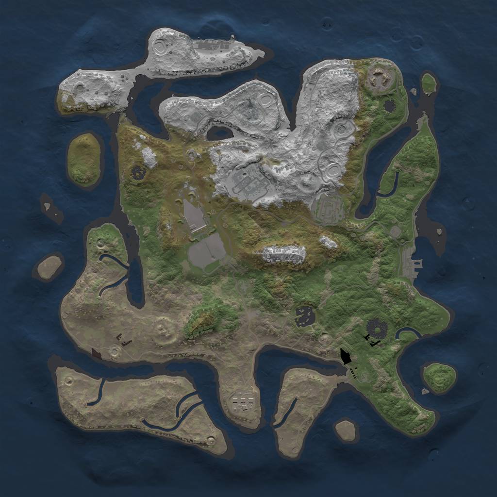 Rust Map: Procedural Map, Size: 3500, Seed: 601584996, 11 Monuments