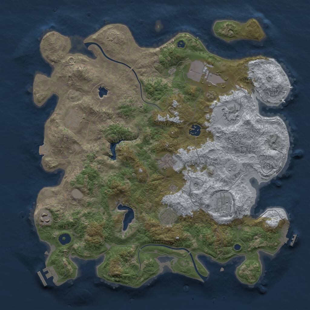 Rust Map: Procedural Map, Size: 4000, Seed: 441618, 14 Monuments