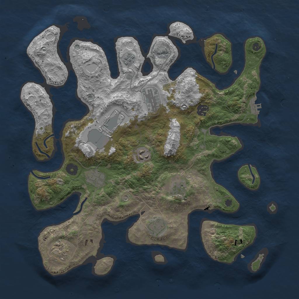 Rust Map: Procedural Map, Size: 3800, Seed: 130608, 19 Monuments