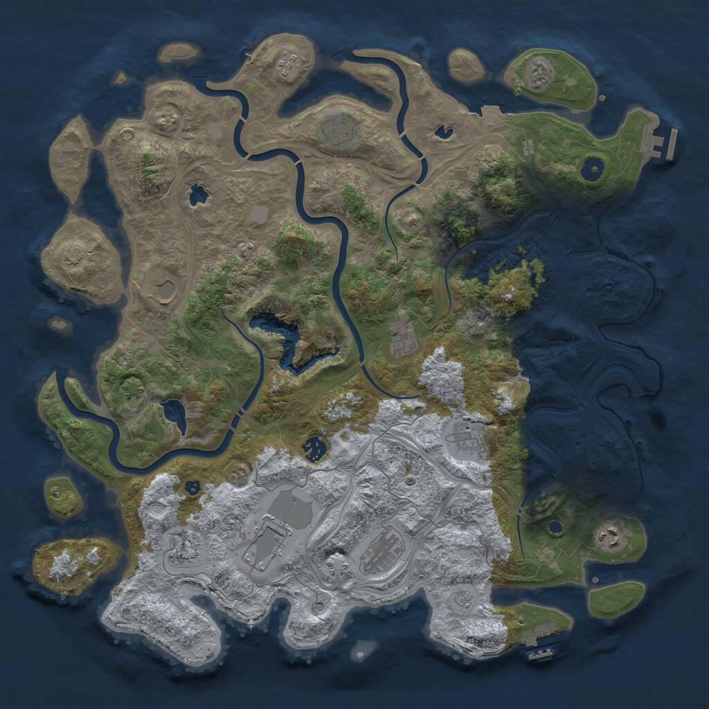 Rust Map: Procedural Map, Size: 4500, Seed: 47623, 16 Monuments