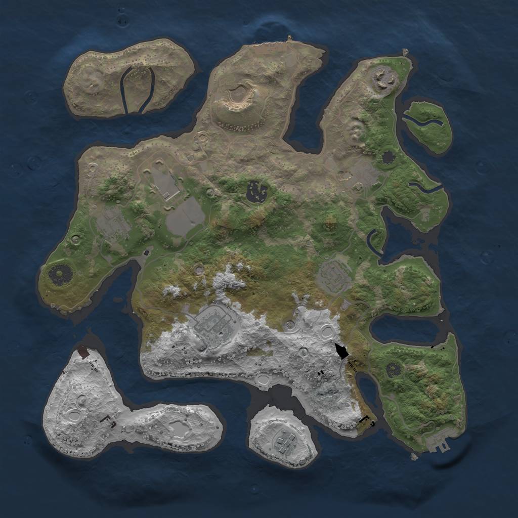 Rust Map: Procedural Map, Size: 3500, Seed: 9432947, 20 Monuments