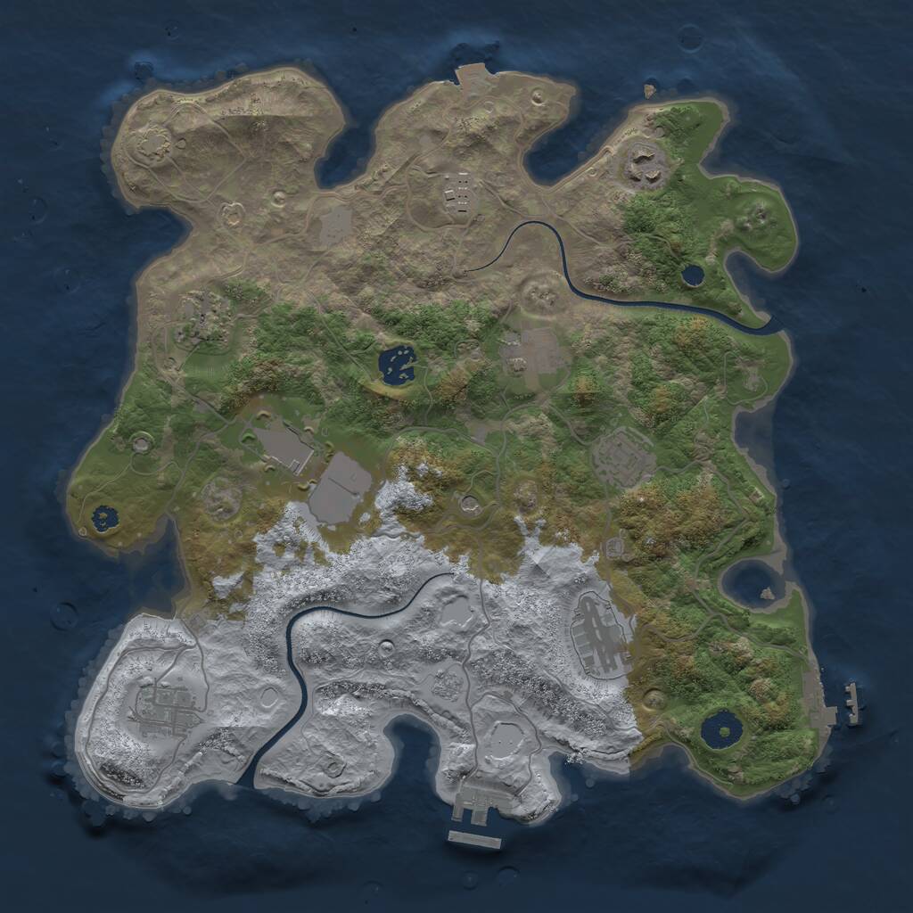 Rust Map: Procedural Map, Size: 3500, Seed: 9432947, 15 Monuments