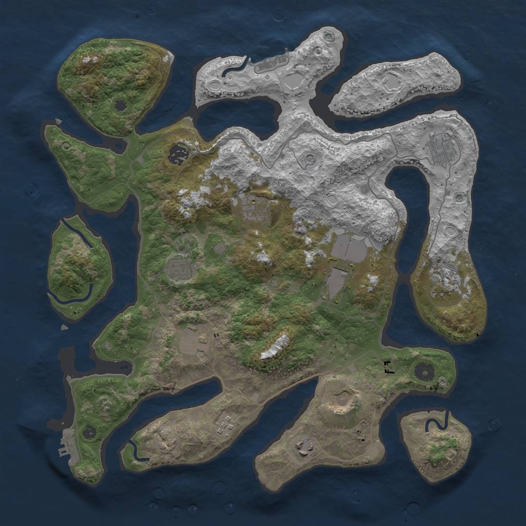 Rust Map: Procedural Map, Size: 4000, Seed: 406543052, 21 Monuments